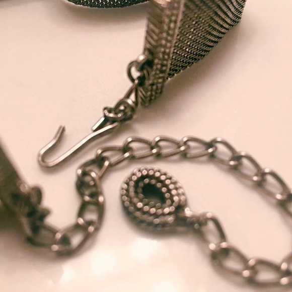 Silver Victorian Chainmail Choker Chain Fringe with Quartz Beads - Picture 6 of 6